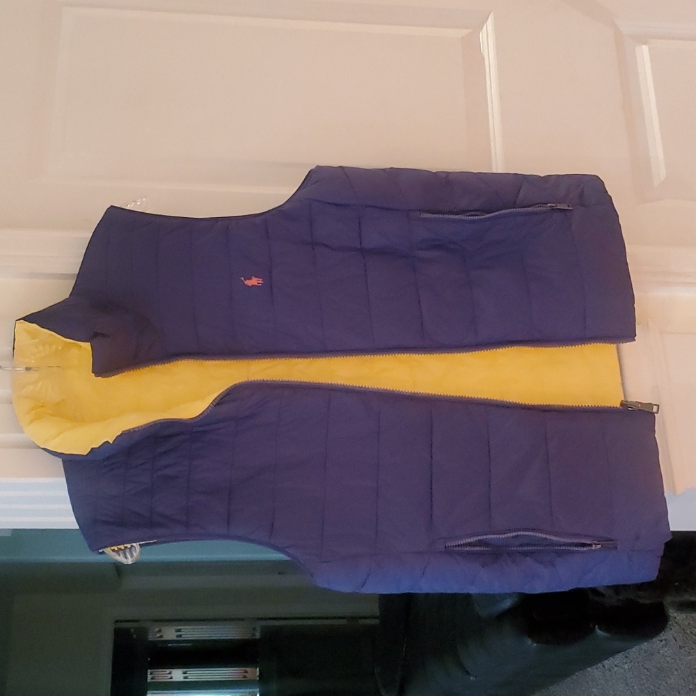 Polo Ralph Lauren boys reversible vest XL 18 20 navy yellow